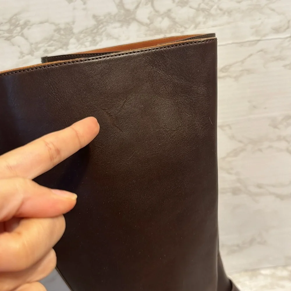 Coach ladies dark chocolate brown tall Brynn Riding leather Boots size 10 B - Picture 7 of 13